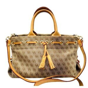 Dooney & Bourke Signature Canvas & Leather Satchel Bag Handles &Crossbody Strap